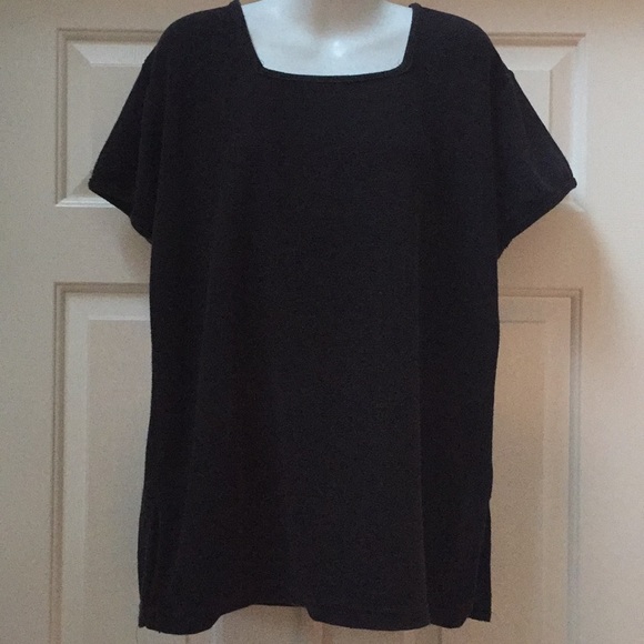 Short sleeved black knitted top size Large - Picture 2 of 5